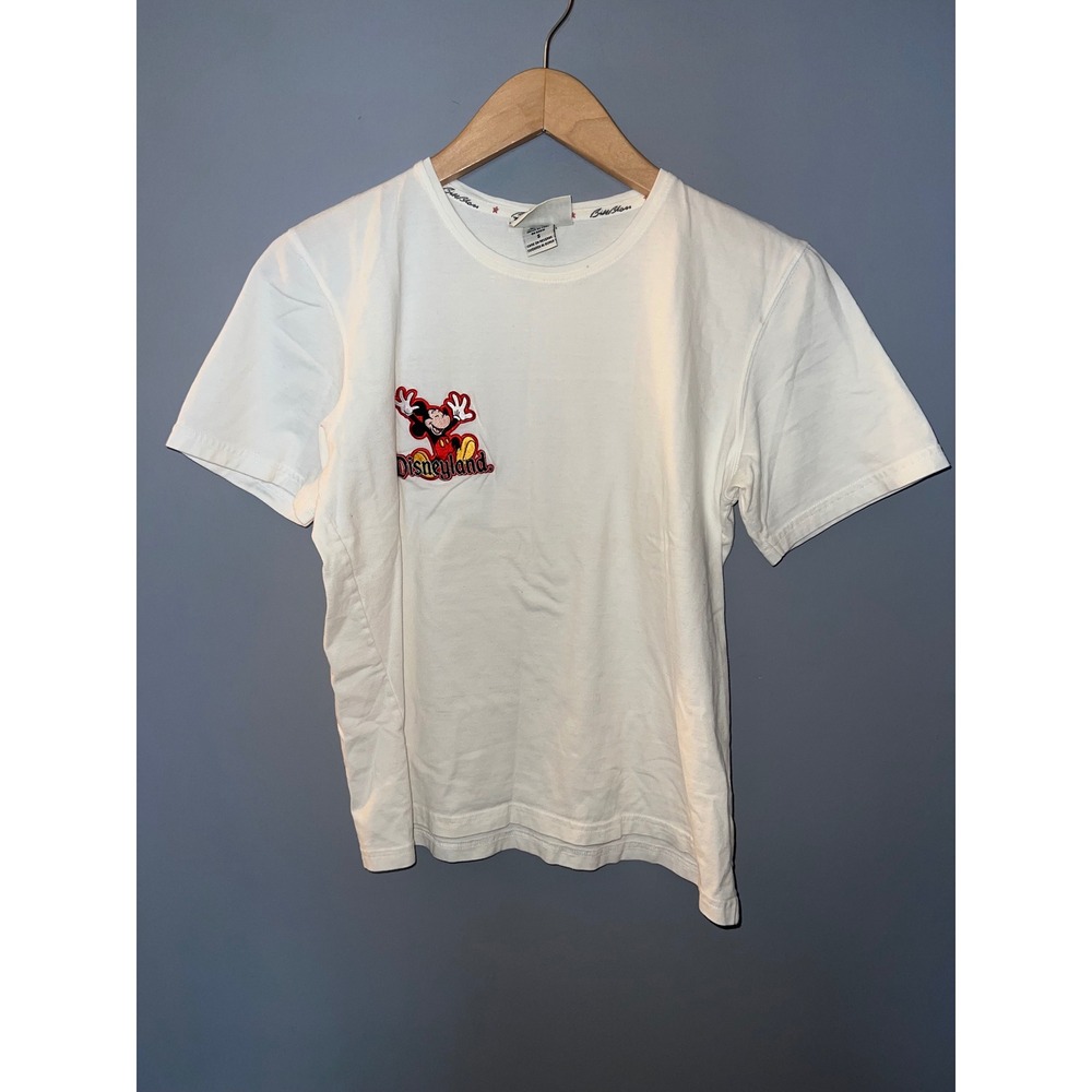 Bill Blass Jeans Disneyland Mickey Mouse Embroidered White T-Shirt S